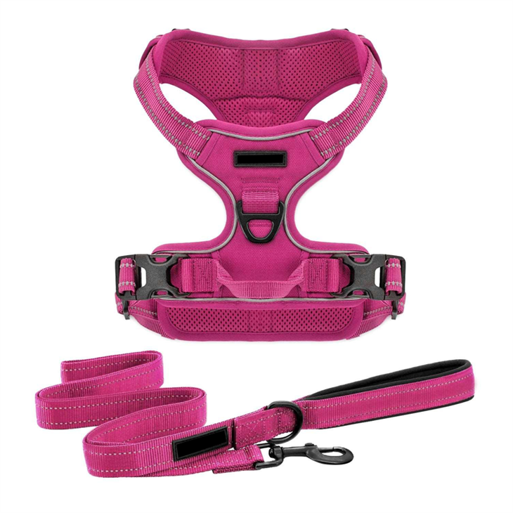 Pink Reflective Dog harness set